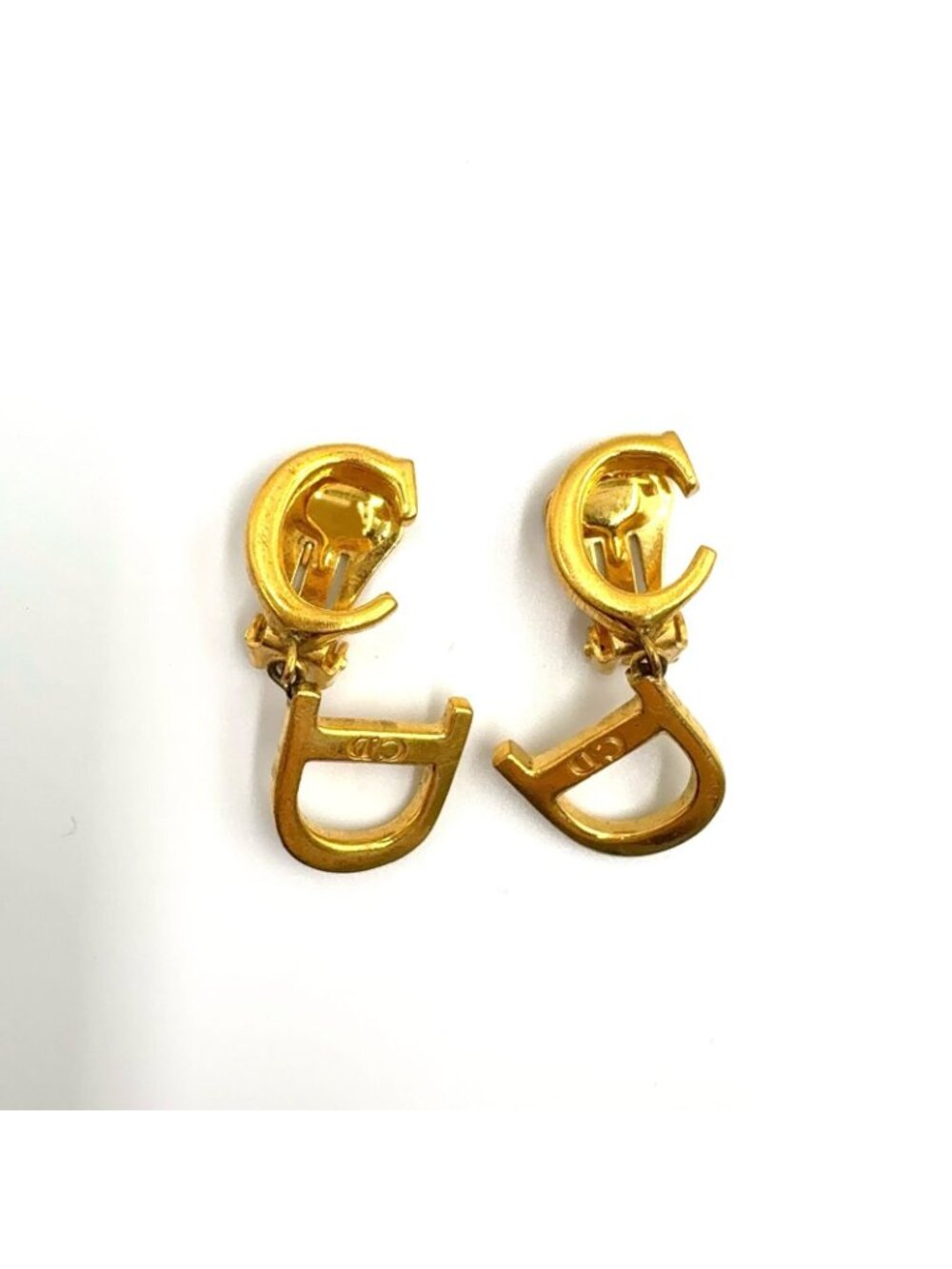 Dior CD Logo Swing Gold Plated Earrings - Picture 6 of 12